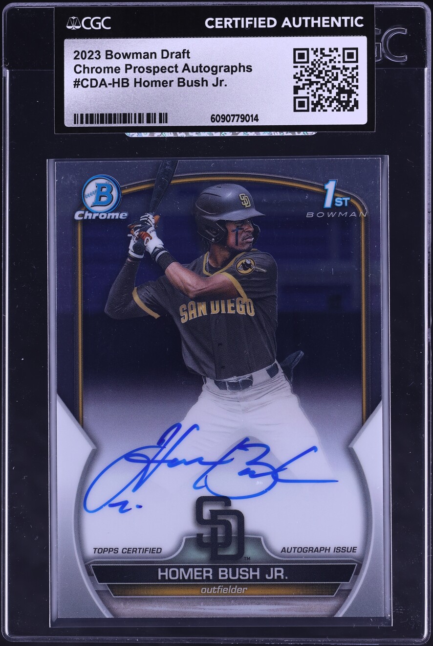 2023 Bowman Chrome Draft Homer Bush Jr. PROSPECT AUTO #CDA-HB CGC AUTH