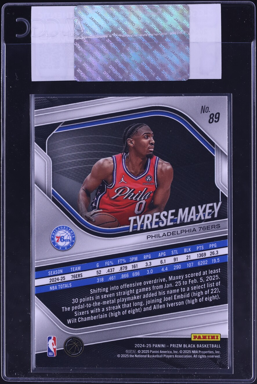2024 Panini Prizm Black Tyrese Maxey #89 CGC AUTH on Fanatics Collect