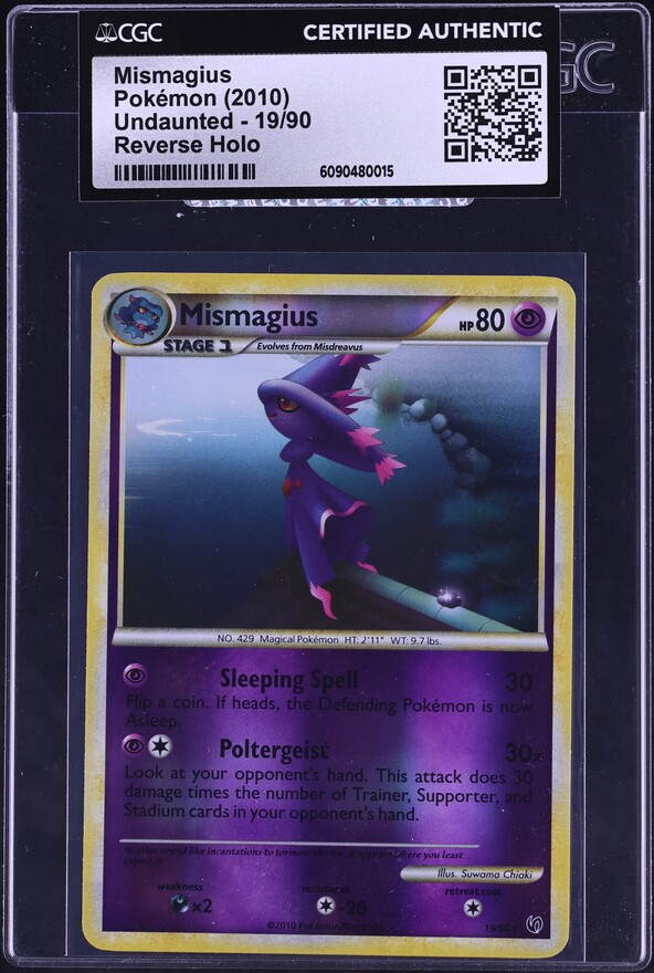 2010 Pokemon HeartGold & SoulSilver Undaunted Reverse Holo Mismagius #19 CGC AUTH