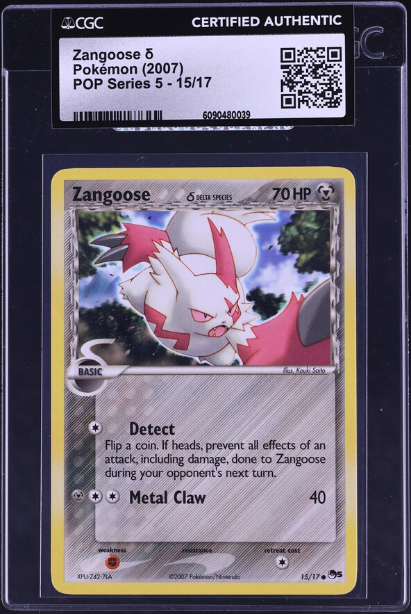 2007 Pokemon Pop Series 5 Zangoose #15 CGC AUTH