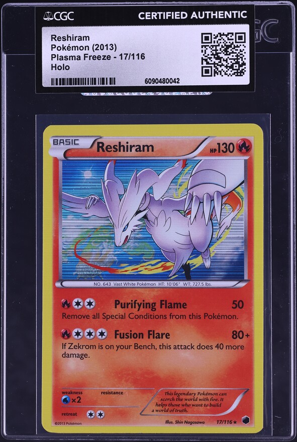 2013 Pokemon Black & White Plasma Freeze Holo Reshiram #17 CGC AUTH