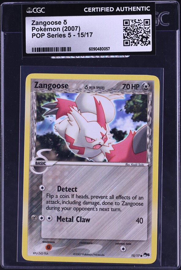 2007 Pokemon Pop Series 5 Zangoose #15 CGC AUTH