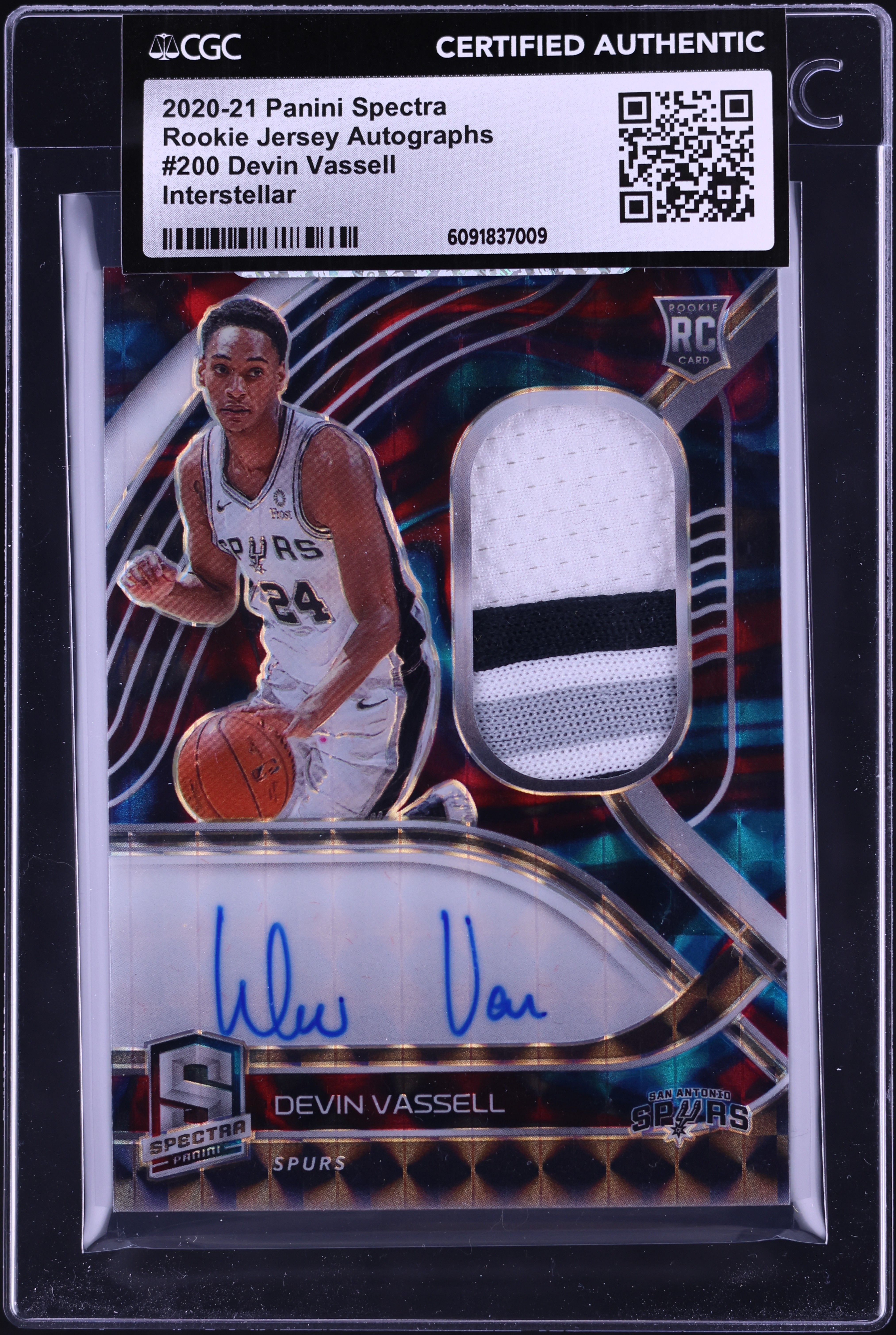 2020 Panini Spectra Interstellar Devin Vassell ROOKIE PATCH AUTO 