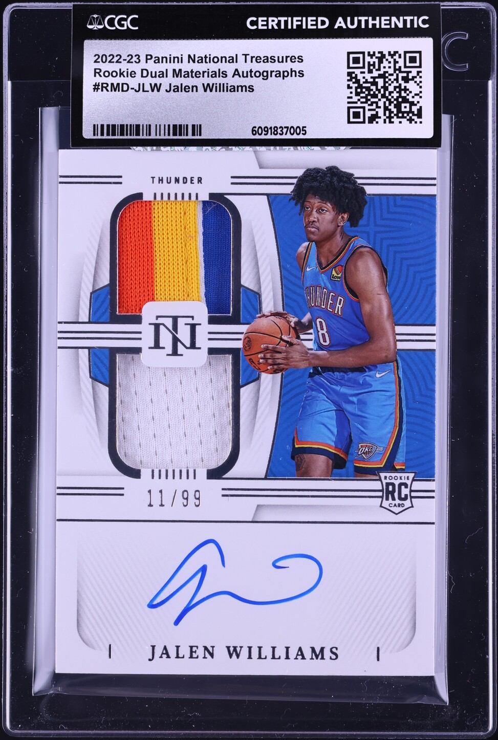 2022 National Treasures Dual Jalen Williams ROOKIE PATCH AUTO /99 