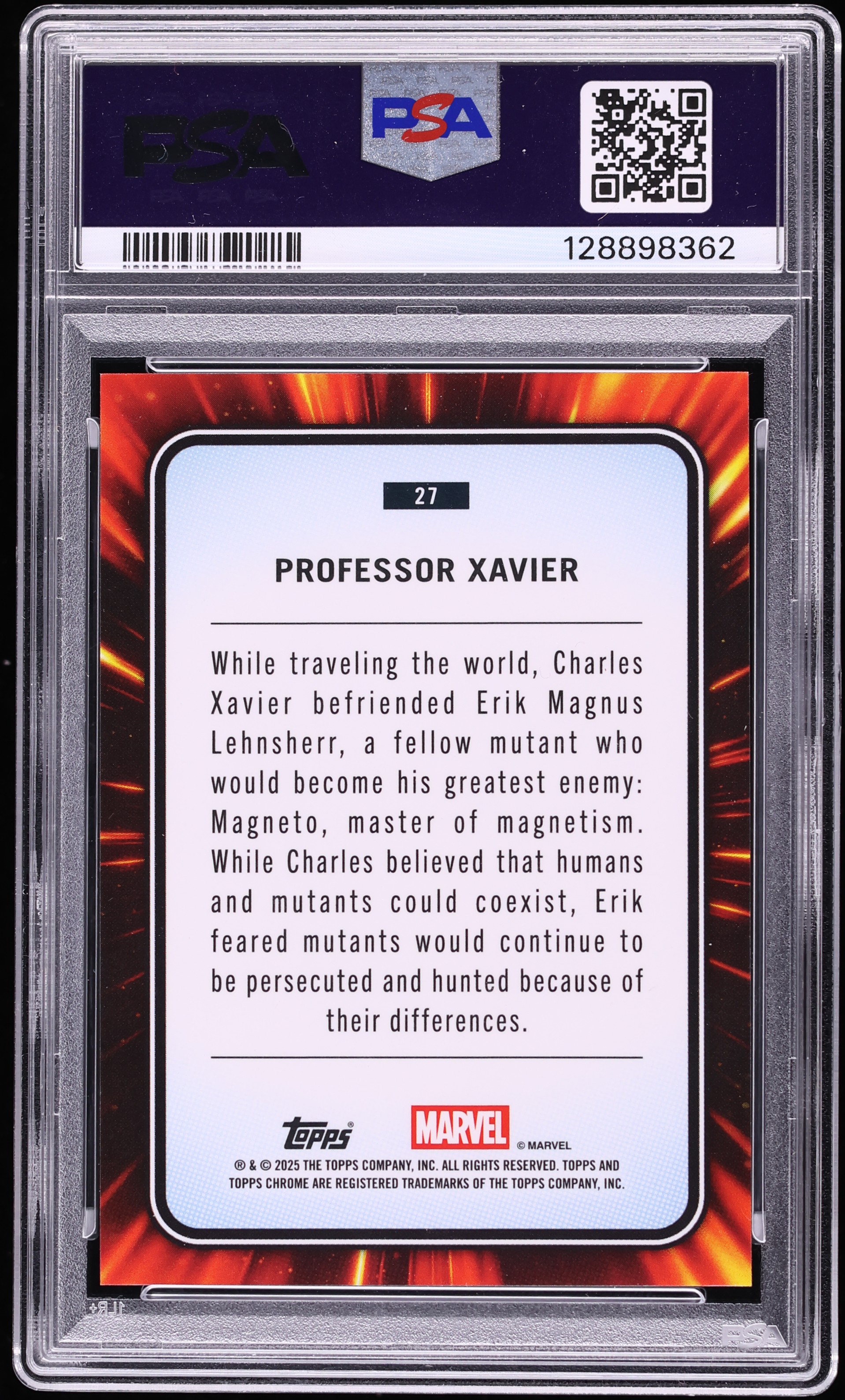 2025 Topps Chrome Marvel Orange Refractor Professor Xavier /25 #27