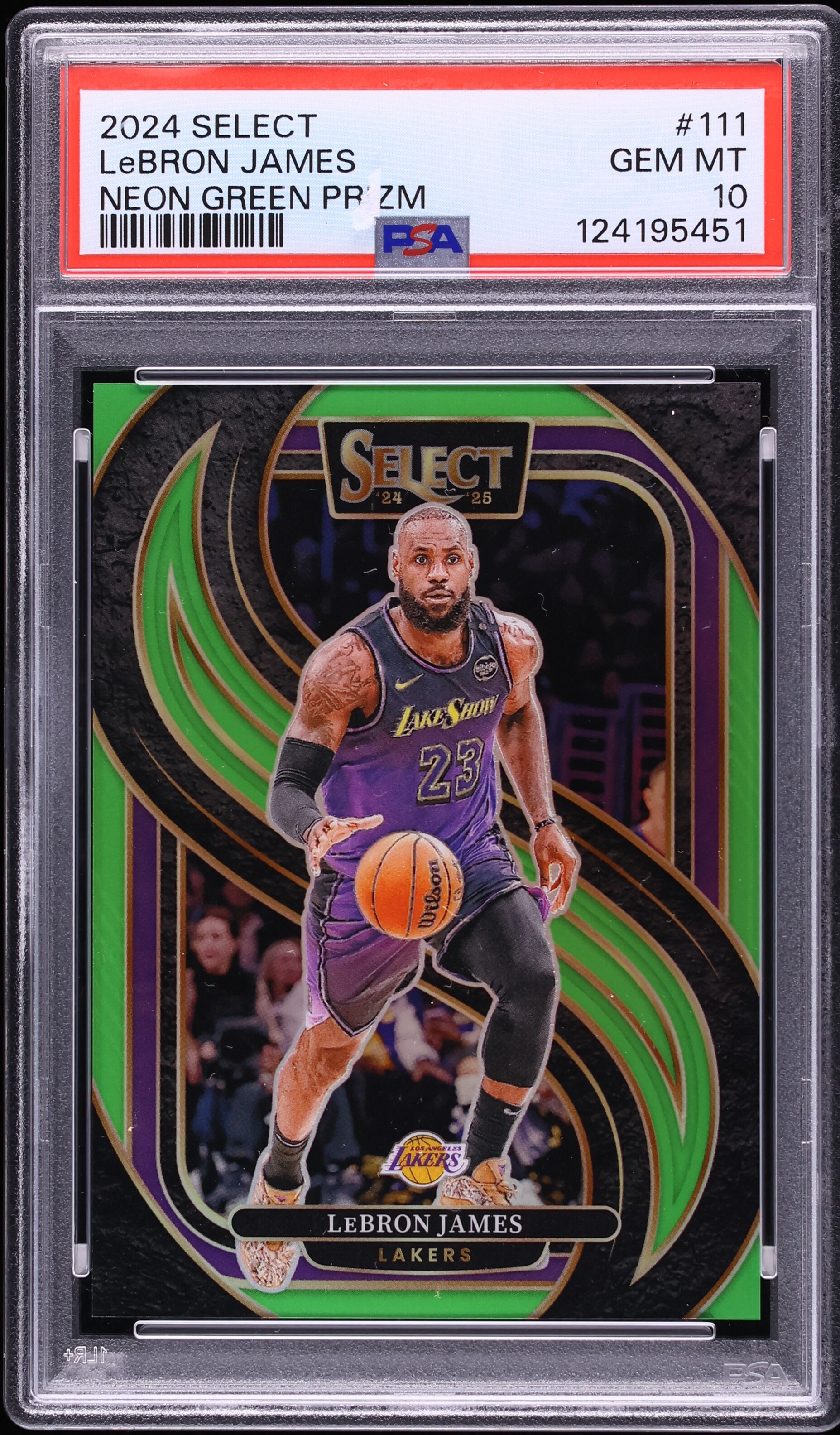 2024 Select Premier Level Neon Green Prizm LeBron James /75 #111