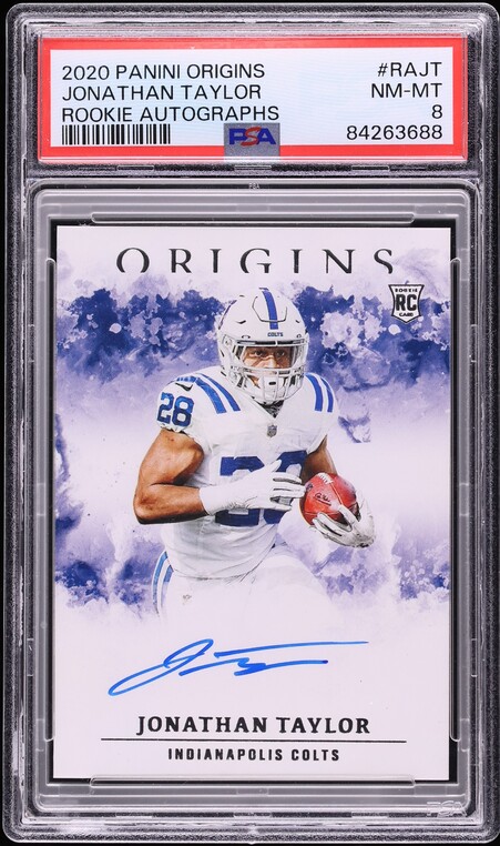2020 Panini Origins Jonathan Taylor ROOKIE AUTO #RAJT PSA 8 NM-MT