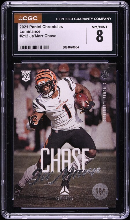 2021 Panini Chronicles Luminance Ja'Marr Chase ROOKIE #212 CGC 8 NM-MT