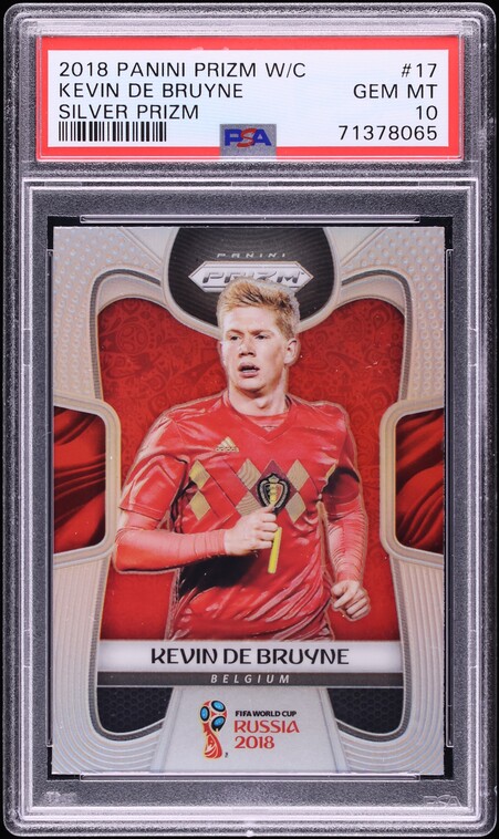 2018 Panini Prizm World Cup Silver Kevin De Bruyne #17 PSA 10 GEM MINT