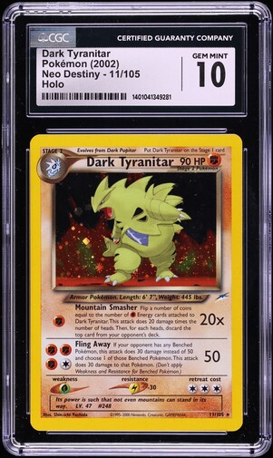 2002 Pokemon Neo Destiny Holo Dark Tyranitar #11 CGC 8.5 NM-MT+ on Fanatics  Collect