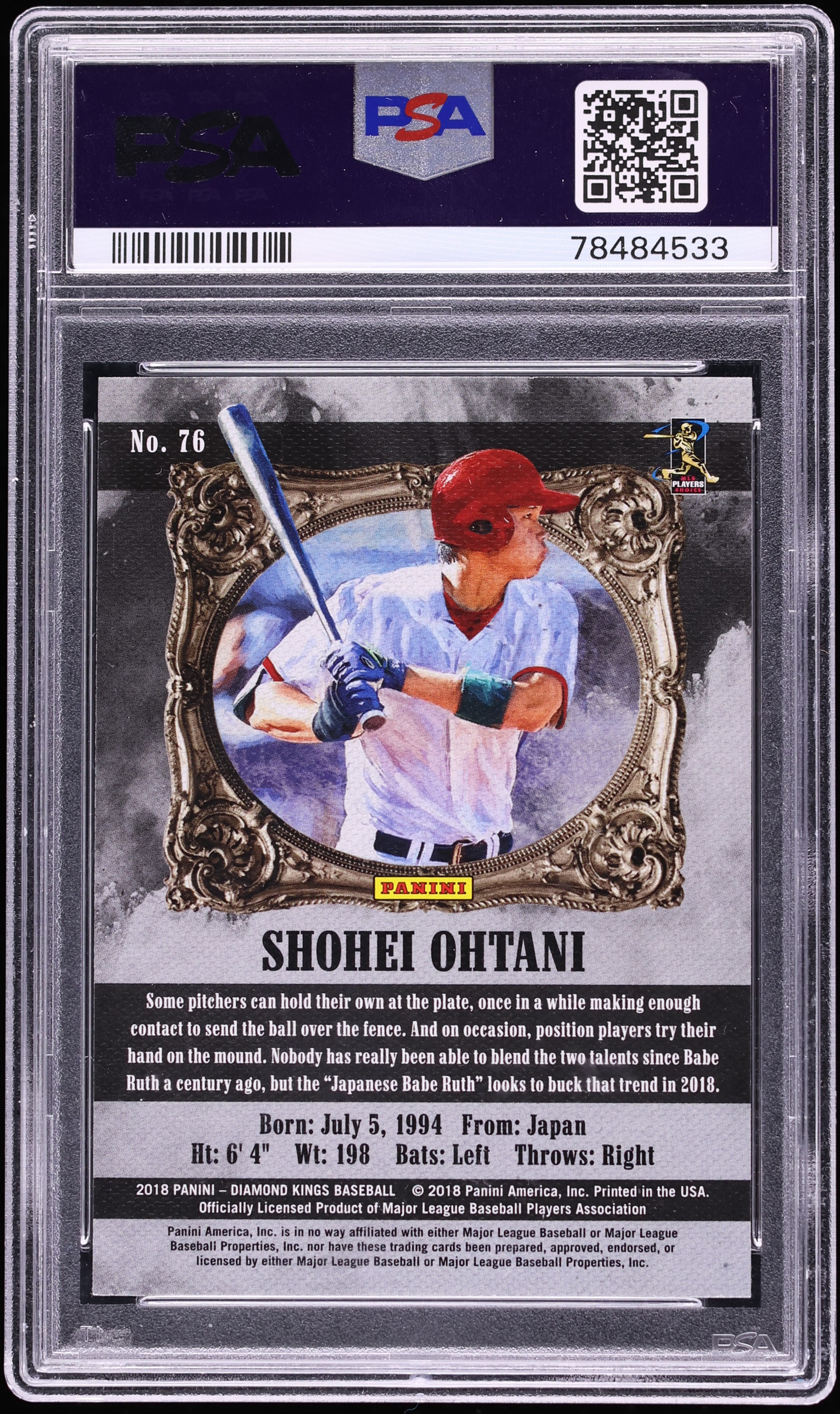 2018 Panini Diamond Kings Japanese Babe Ruth Shohei Ohtani SP