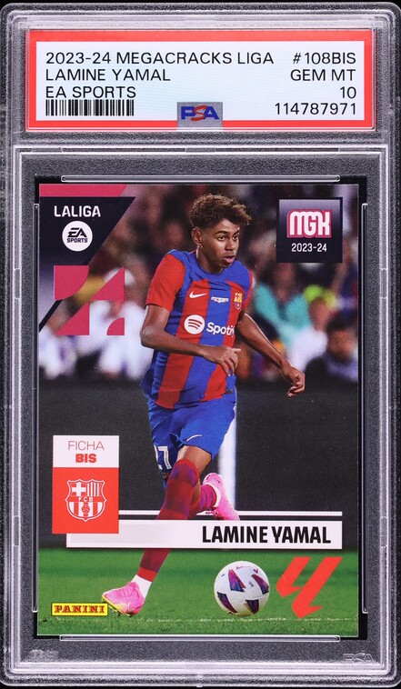 2023 Panini Megacracks La Liga EA Sports Lamine Yamal ROOKIE #108BIS PSA 10 GEM MINT