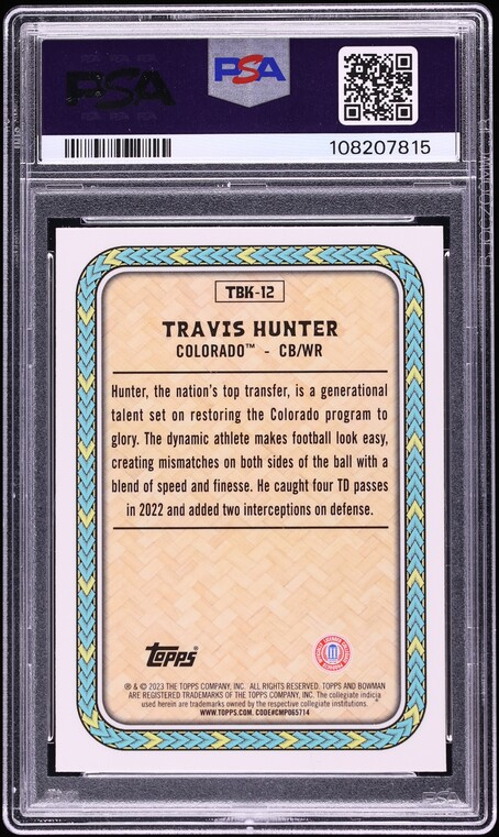 2023 Bowman Chrome University The Big Kahuna Travis Hunter ROOKIE #TBK-12 PSA 10 GEM MINT