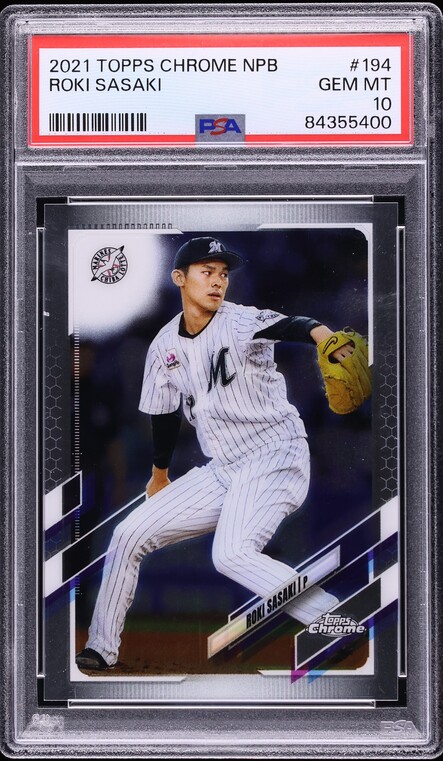 2021 Topps Chrome Nippon Professional Baseball Roki Sasaki ROOKIE #194 PSA 10 GEM MINT
