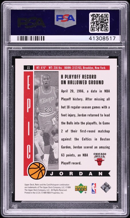 1999 Upper Deck Retro Epic Parallel Michael Jordan 1/50 #J1 PSA 10 GEM MINT