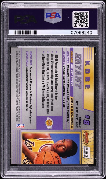 1996 Bowman's Best Refractor Kobe Bryant ROOKIE #R23 PSA 9 MINT