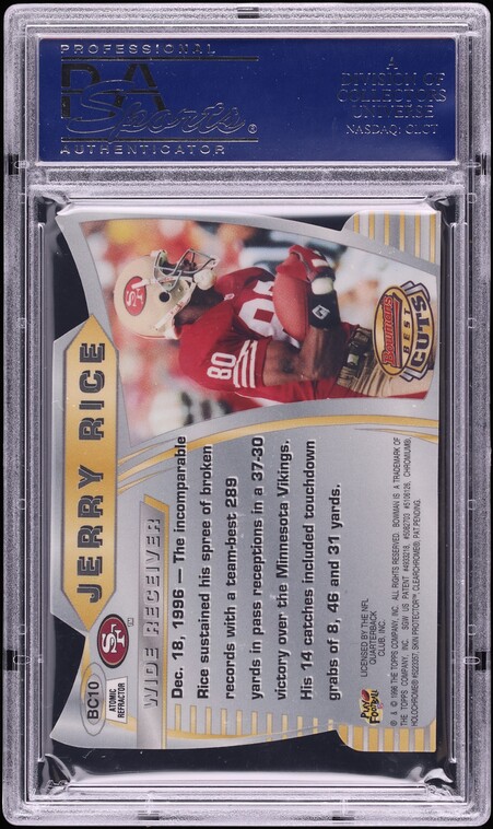 1996 Bowman's Best Cut Atomic Refractor Jerry Rice #BC10 PSA 10 GEM MINT