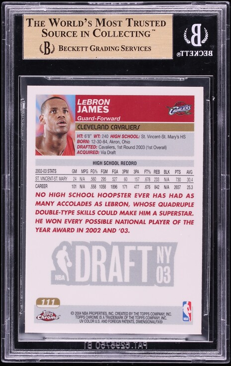 2003 Topps Chrome LeBron James ROOKIE #111 BGS 9.5 GEM MINT