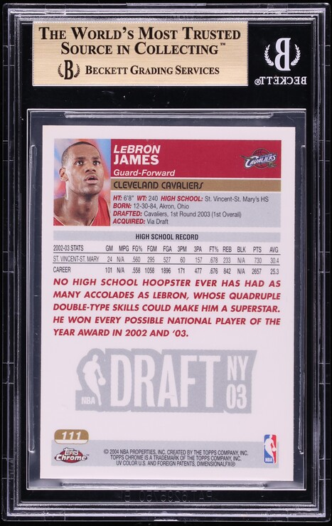 2003 Topps Chrome LeBron James ROOKIE #111 BGS 9.5 GEM MINT