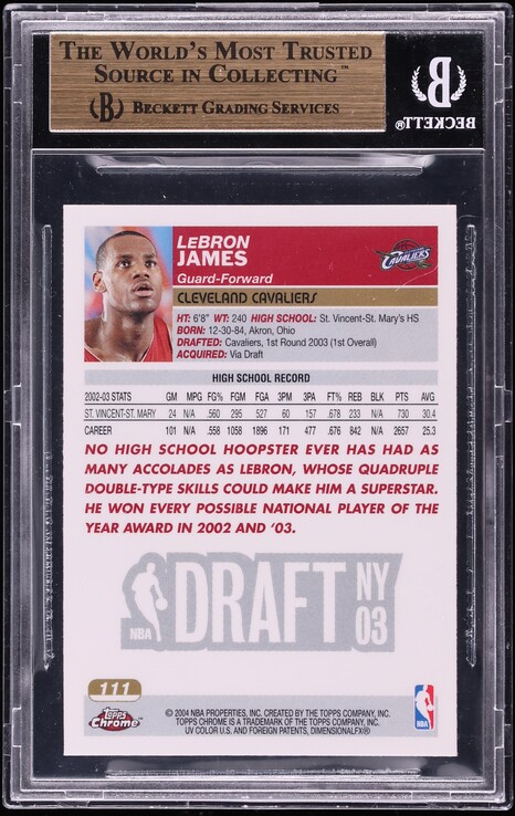 2003 Topps Chrome LeBron James ROOKIE #111 BGS 9.5 GEM MINT