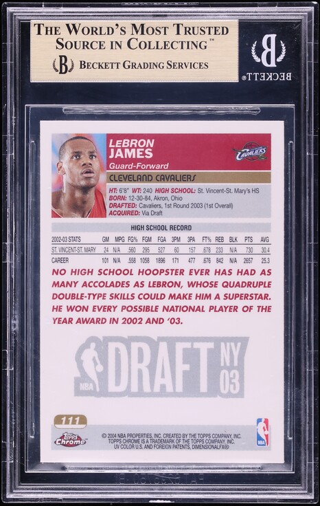2003 Topps Chrome LeBron James ROOKIE #111 BGS 9.5 GEM MINT