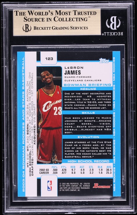 2003 Bowman Basketball LeBron James ROOKIE #123 BGS 9.5 GEM MINT