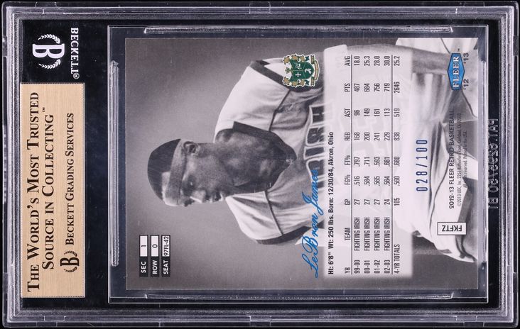 2012 Fleer Retro '97 Flair Legacy Row 0 LeBron James /100 BGS 9.5 GEM MINT