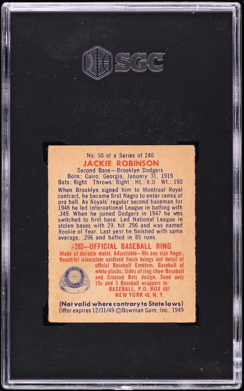1949 Bowman Jackie Robinson ROOKIE #50 SGC 4 VGEX