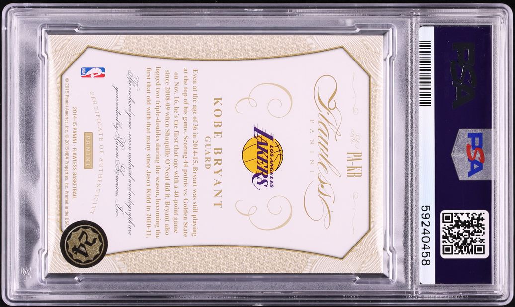 2014 Panini Flawless Kobe Bryant PATCH AUTO DNA 10 /25 #PA-KB PSA 9 MINT