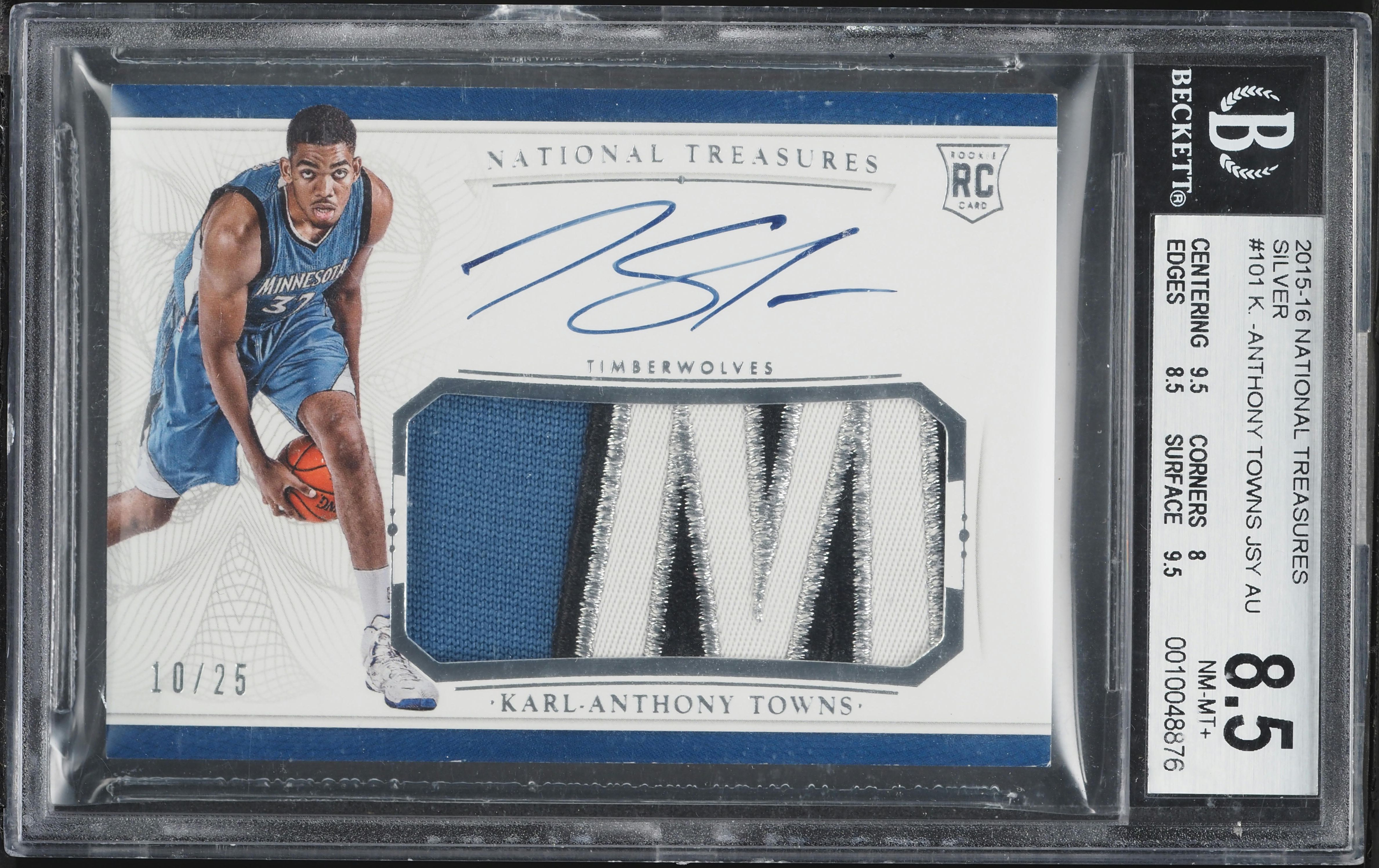 2015 National Treasures Silver Karl-Anthony Towns ROOKIE PATCH