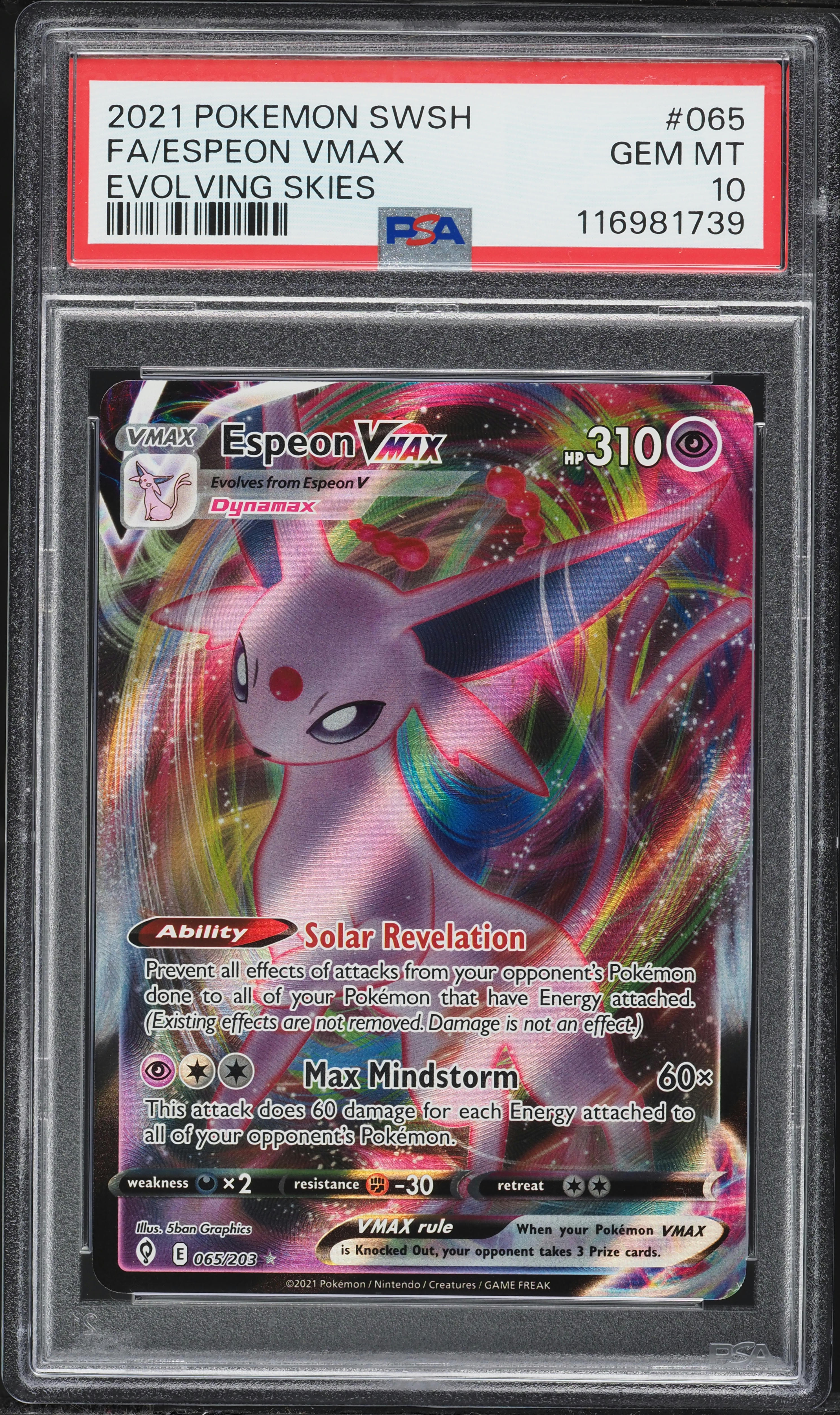 2021 Pokemon Sword & Shield Evolving Skies Full Art Espeon VMAX