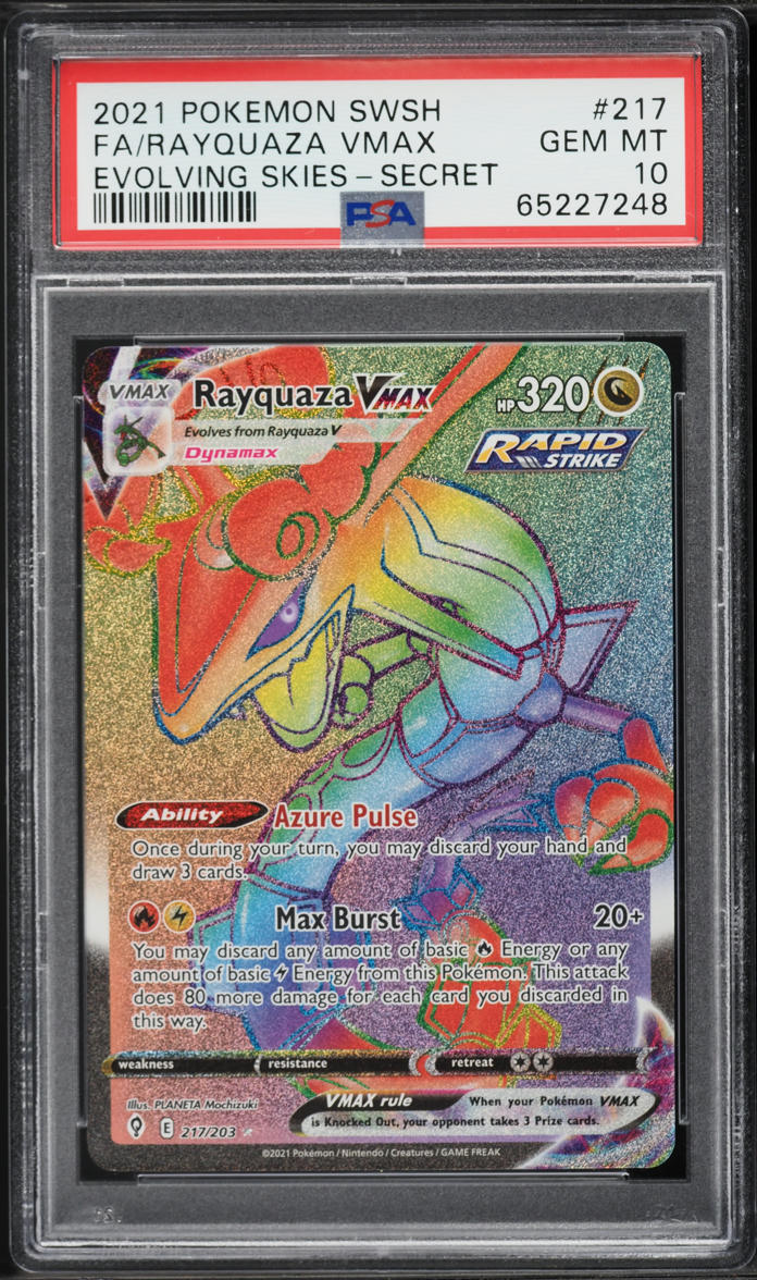 2021 Pokemon Sword & Shield Evolving Skies Rainbow Rare Rayquaza VMAX #217  PSA 10 GEM MINT on Fanatics Collect
