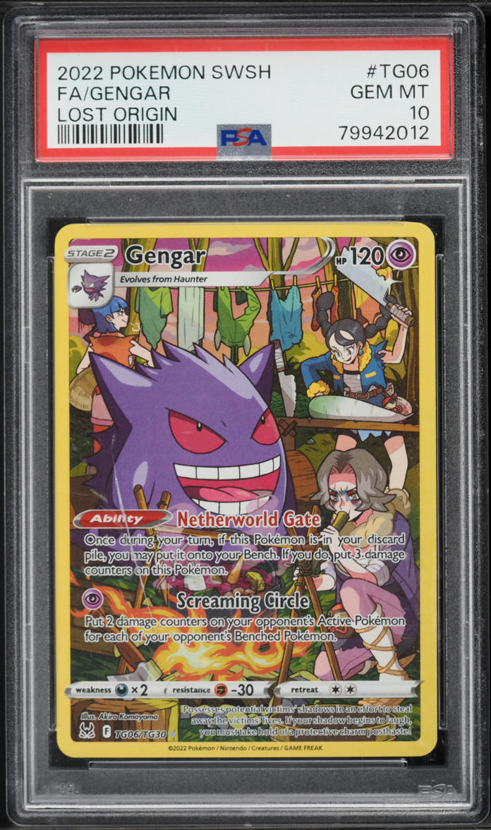 2022 Pokemon Sword & Shield Lost Origin Full Art Gengar #TG06 PSA