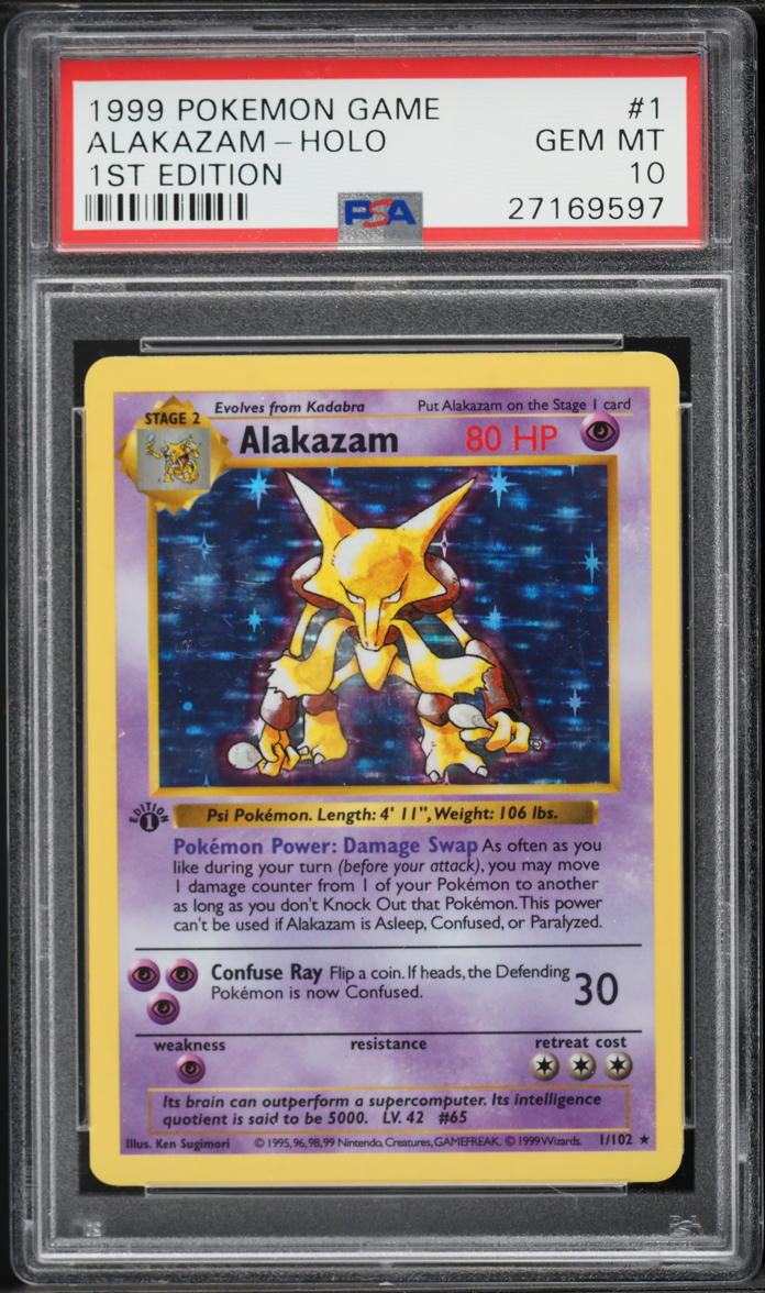 1999 Pokemon Base Set 1st Edition Holo Alakazam #1 PSA 10 GEM MINT on  Fanatics Collect