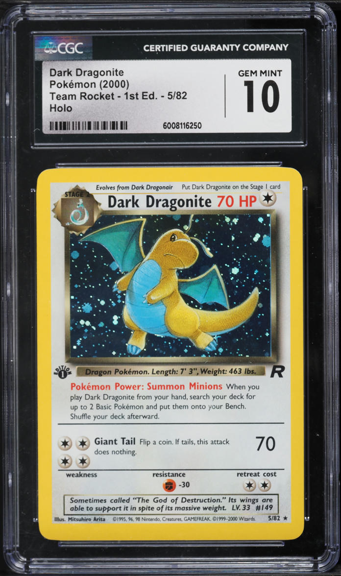 2000 Pokemon Team Rocket 1st Edition Holo Dark Dragonite #5 CGC 10 GEM MINT