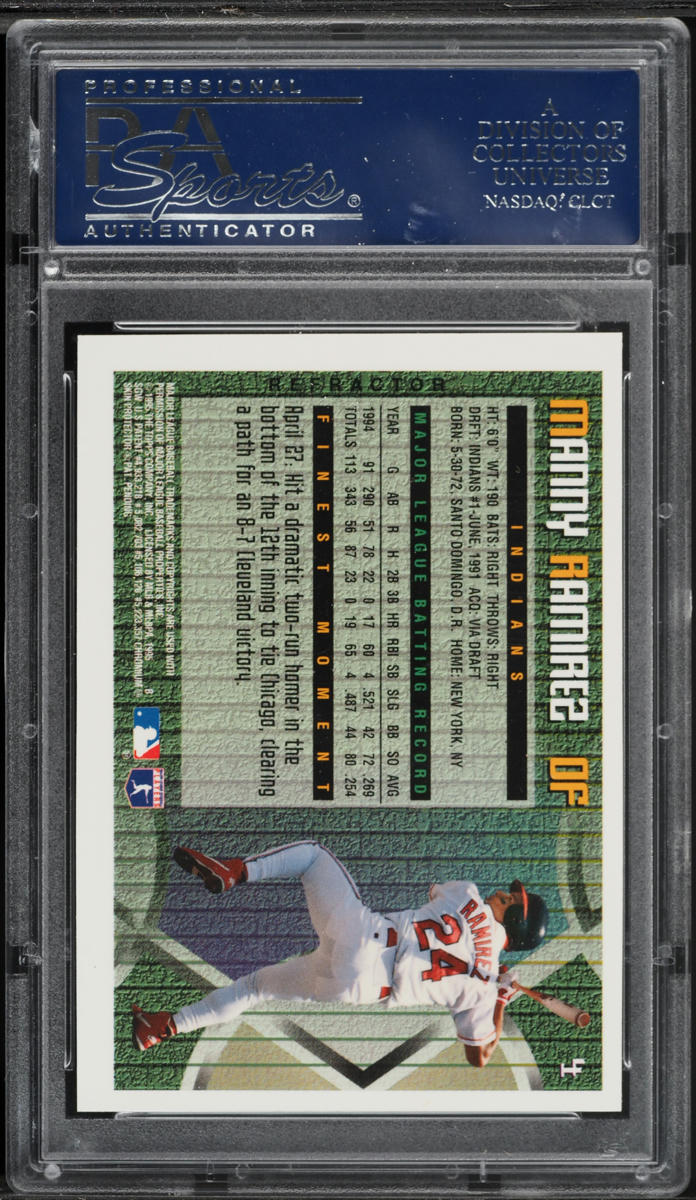 1995 Finest Refractor Manny Ramirez #4 PSA 8 NM-MT