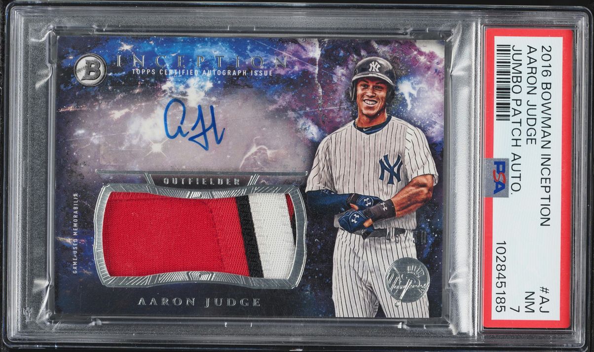 2016 Bowman Inception Jumbo Aaron Judge PATCH AUTO /50 #AJ PSA 7 NRMT