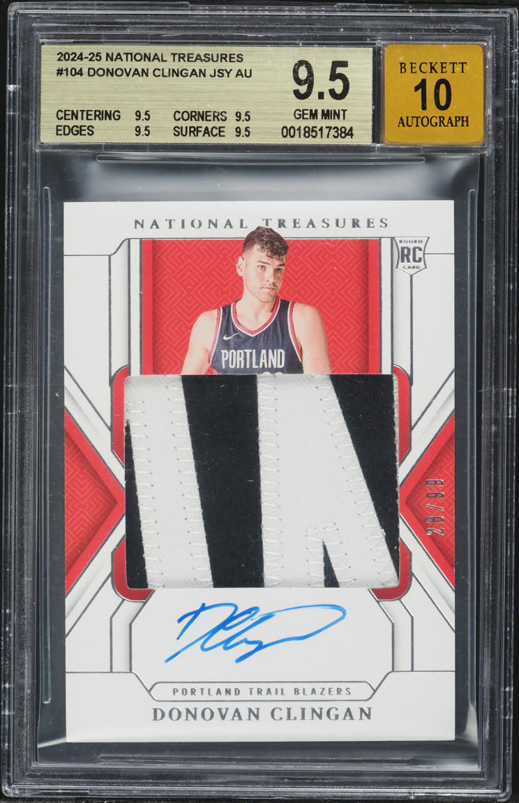 2024 National Treasures Donovan Clingan ROOKIE PATCH AUTO /99 #104