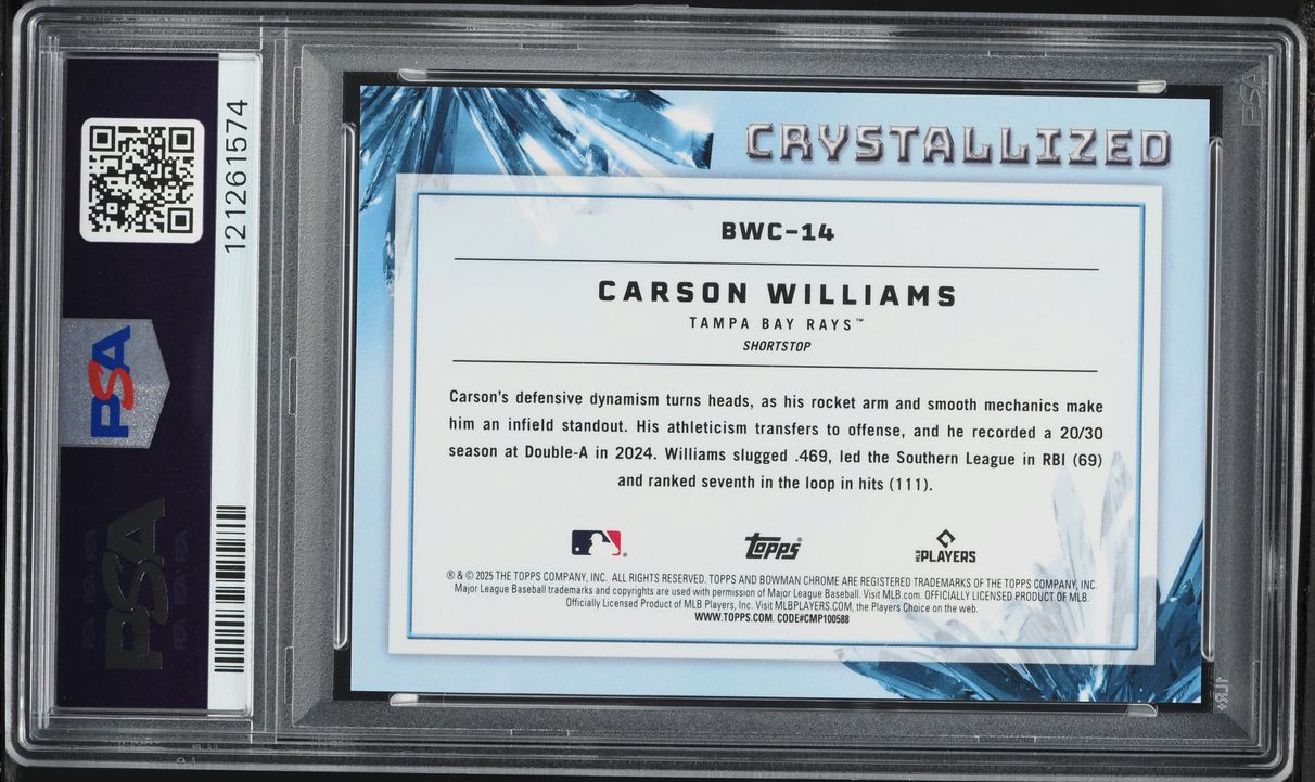 2025 Bowman Chrome Crystallized Carson Williams ROOKIE #BWC-14 PSA 9 MINT