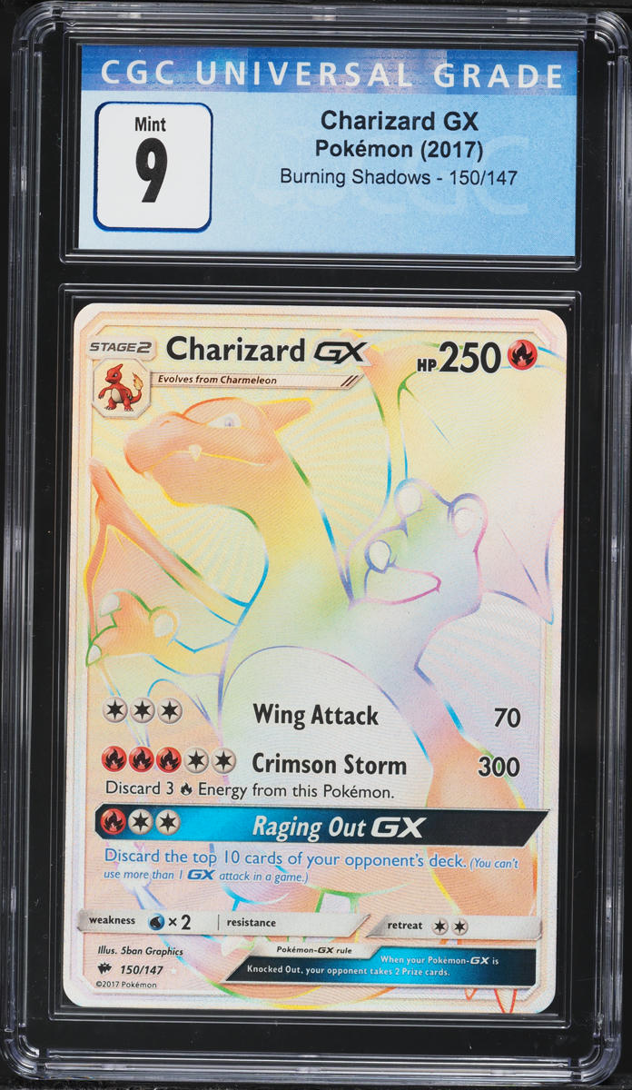 2017 Pokemon Sun & Moon Burning Shadows Rainbow Rare Charizard GX #150 CGC 9 MINT on Fanatics Collect 2017 Pokemon Sun & Moon Burning Shadows Rainbow Rare Charizard GX #150 CGC 9 MINT on Fanatics Collect