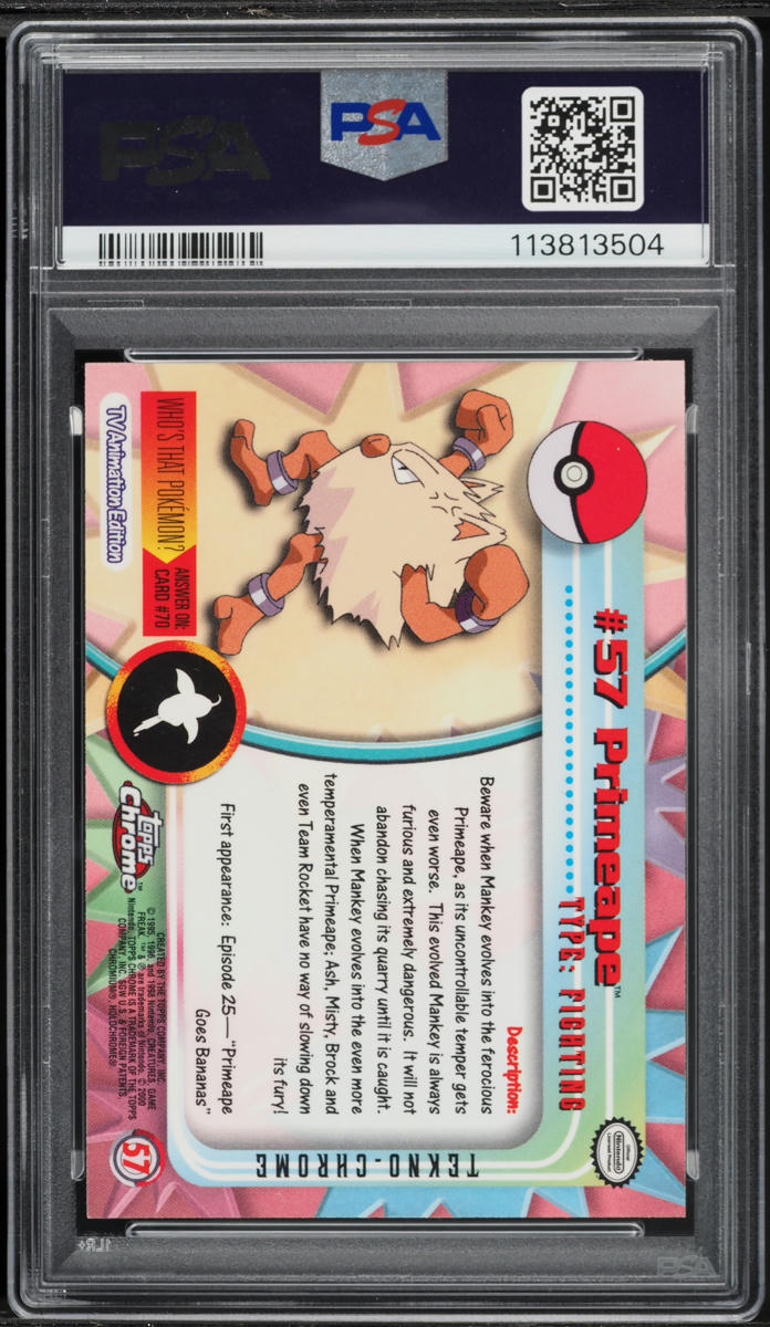 2000 Topps Chrome Pokemon T.V. Series 1 Tekno Primeape #57 PSA 10 GEM MINT