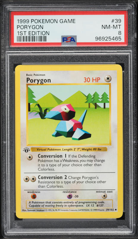 1999 Pokemon Base Set Shadowless 1st Edition Porygon #39 PSA 8 NM-MT