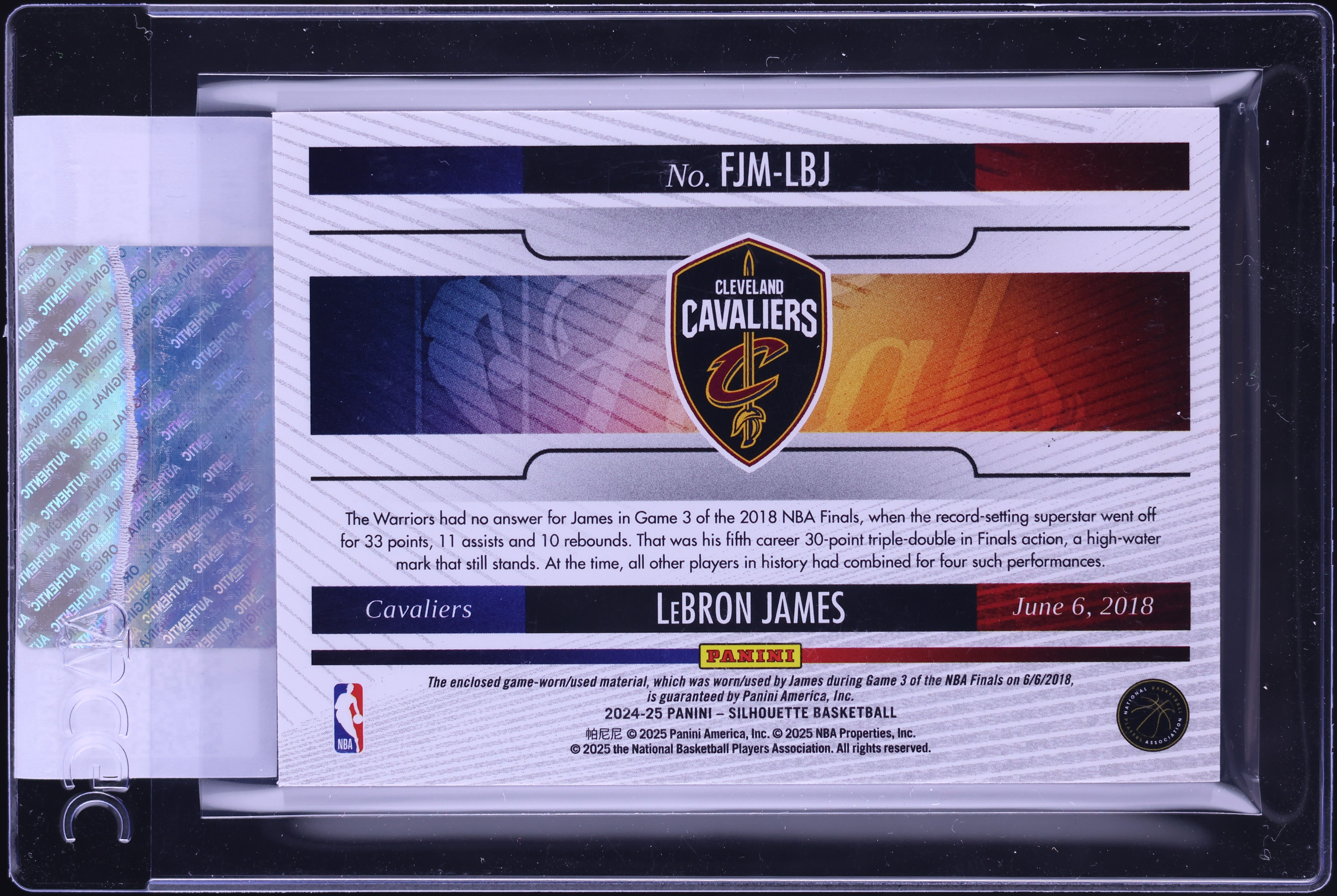 2024 Panini Silhouette NBA Finals Jumbo LeBron James PATCH #FJM 