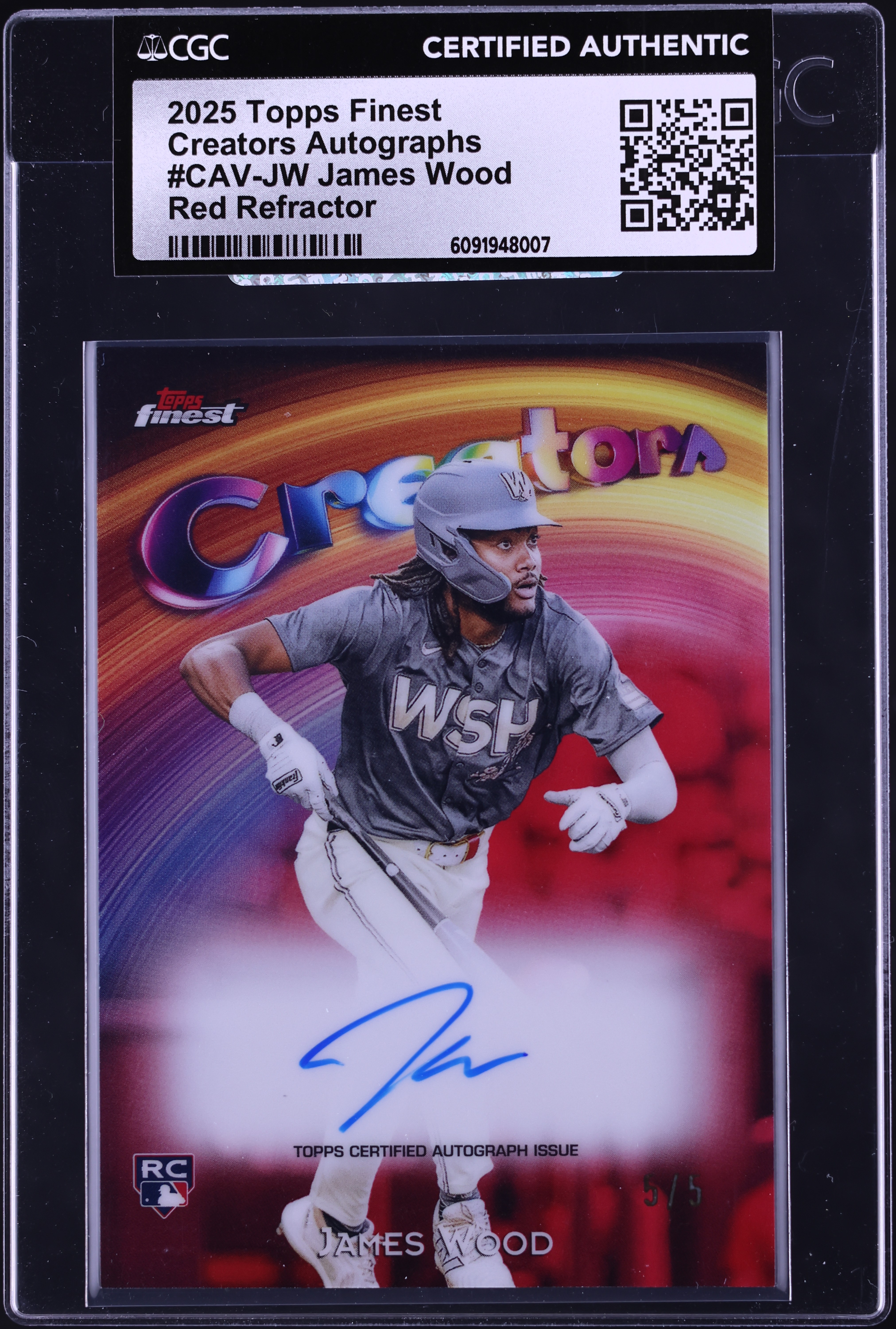 2025 Finest Creators Red Refractor James Wood ROOKIE AUTO 5/5 #CAV 