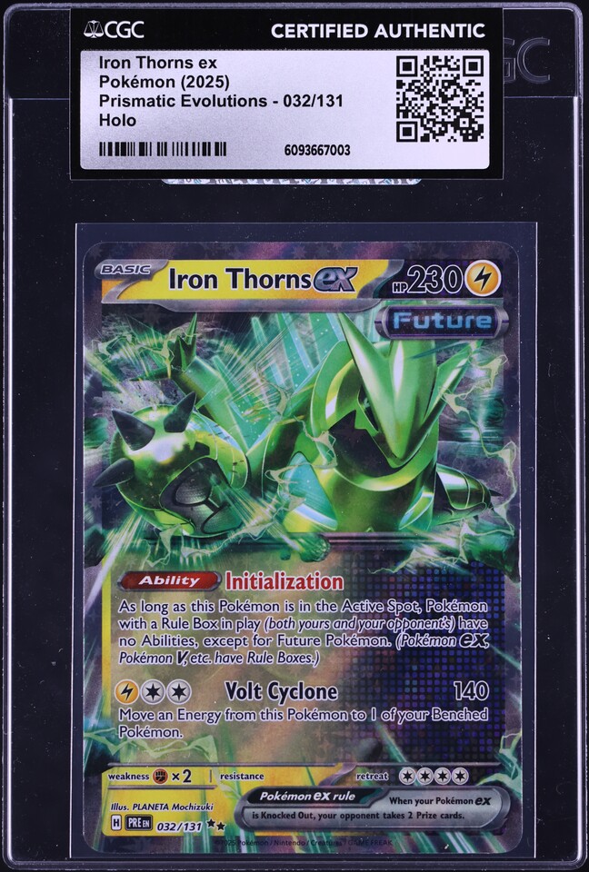 2025 Pokemon Scarlet & Violet Prismatic Evolutions Holo Iron Thorns ex #32 CGC AUTH