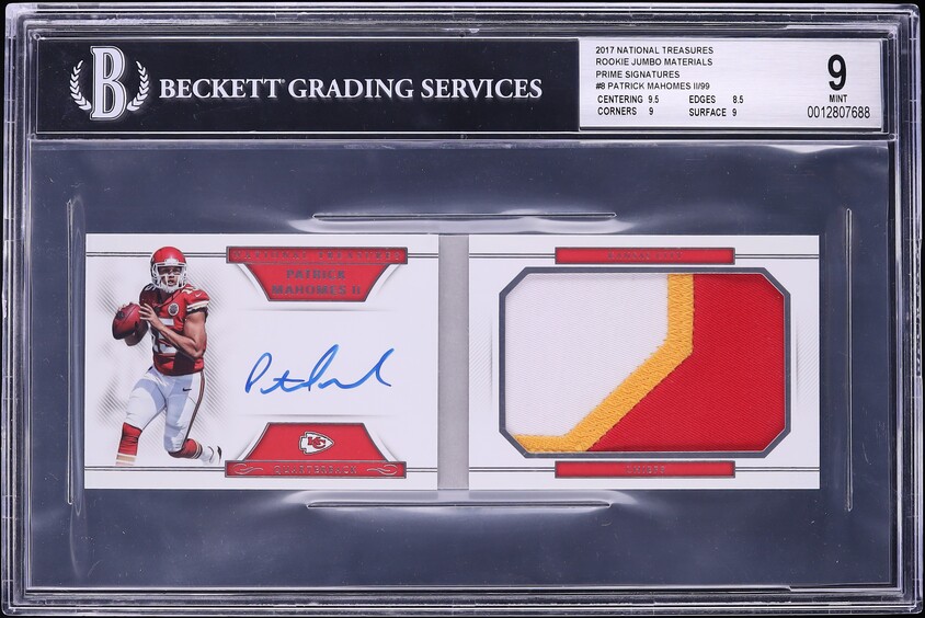 2017 National Treasures Patrick Mahomes ROOKIE PATCH AUTO /99 #RJB-PM BGS 9 MINT