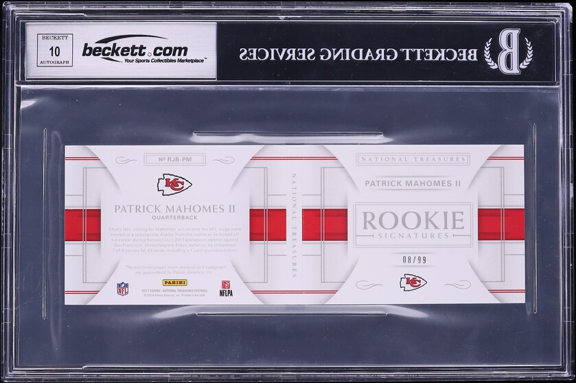 2017 National Treasures Patrick Mahomes ROOKIE PATCH AUTO /99 #RJB-PM BGS 9 MINT