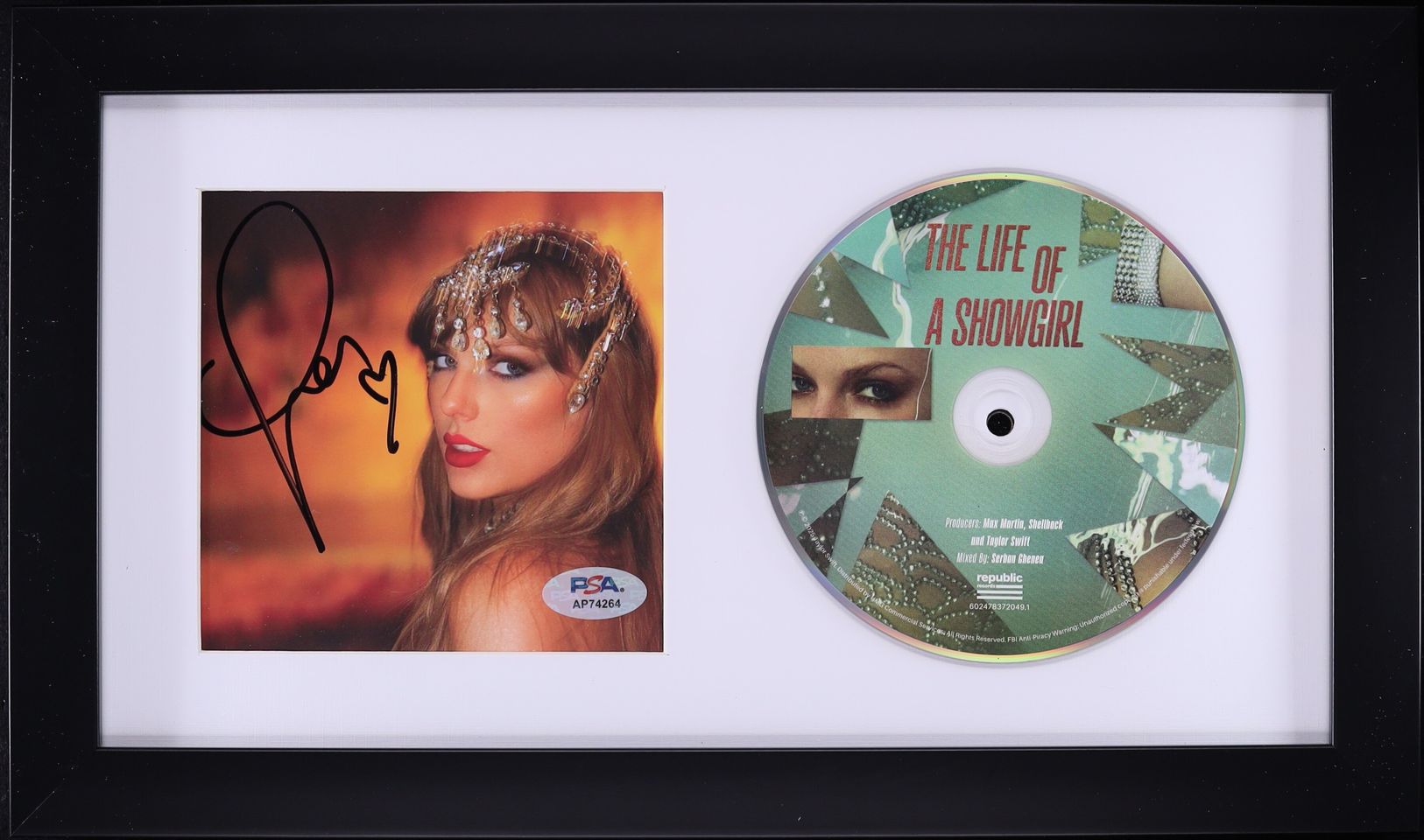 Taylor Swift Signed Framed The Life Of A Showgirl CD Insert - PSA AUTH