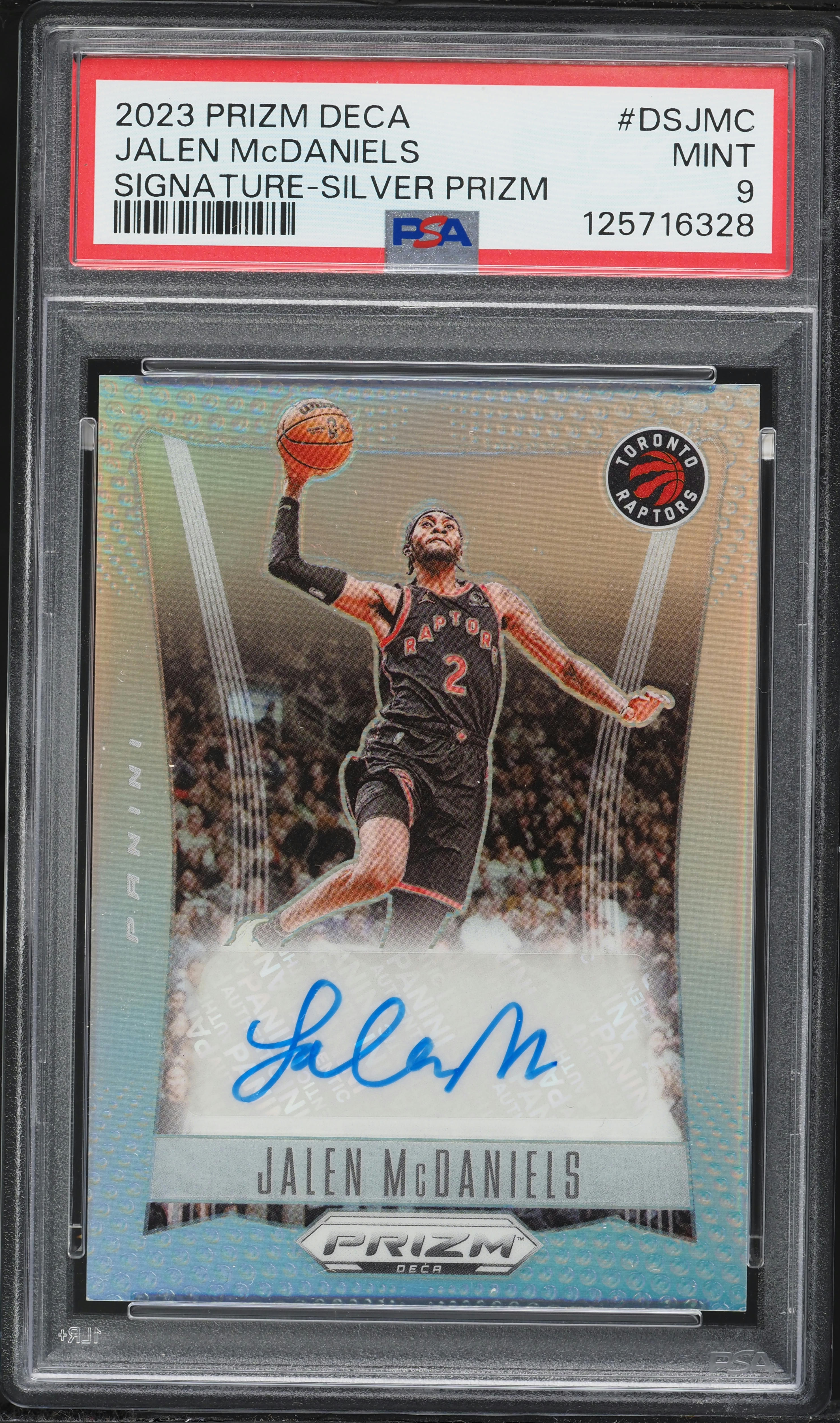2023 Panini Prizm Deca Silver Jalen McDaniels AUTO #DS-JMC PSA 9