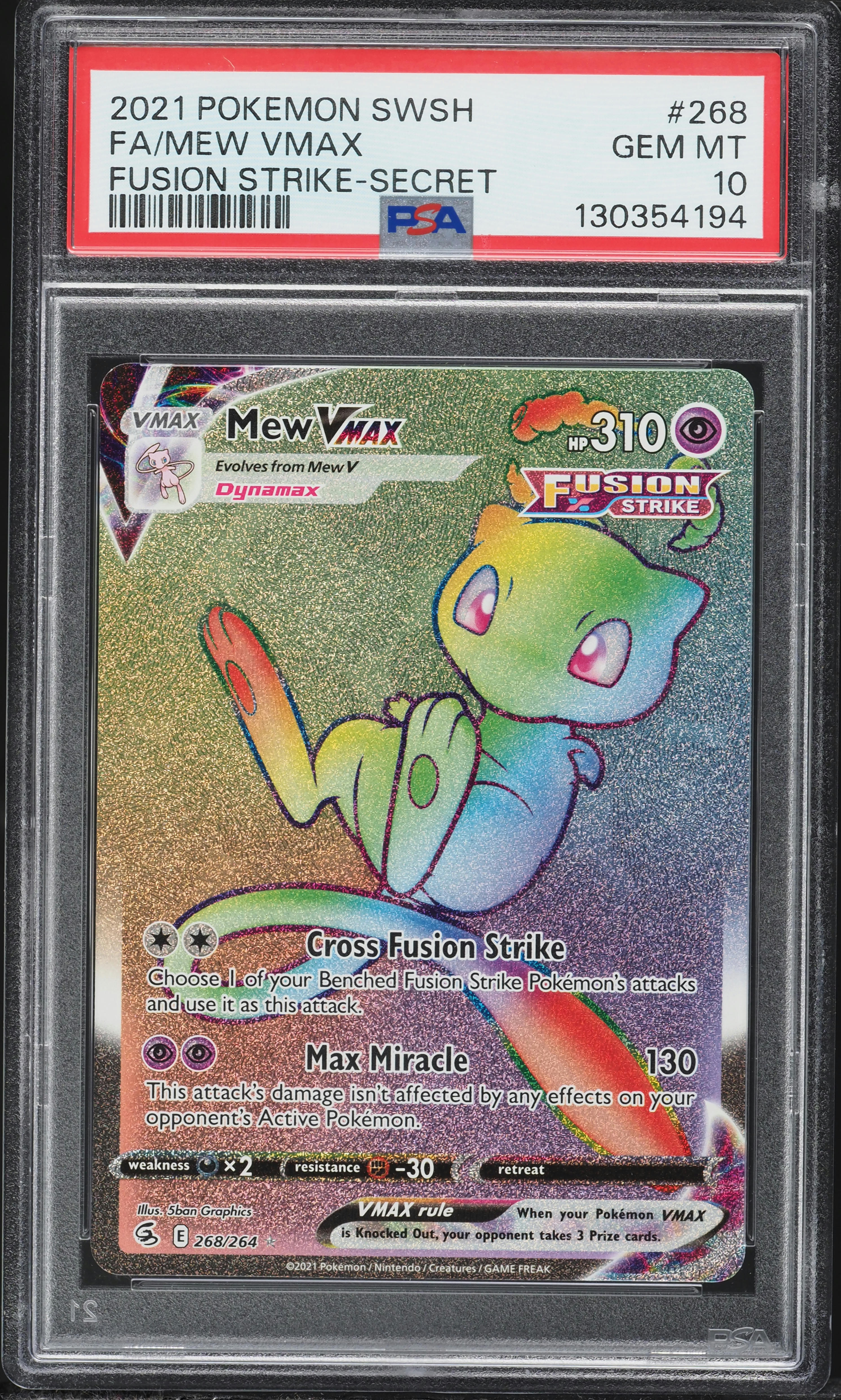 2021 Pokemon Sword & Shield Fusion Strike Rainbow Rare Mew VMAX #268 PSA 10 GEM MINT on Fanatics Collect 2021 Pokemon Sword & Shield Fusion Strike Rainbow Rare Mew VMAX #268 PSA 10 GEM MINT on Fanatics Collect